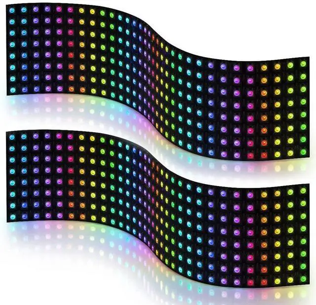 Main image of KEHIPI 2 Pack WS2812B ECO RGB Alloy Wires 5050SMD Individual Addressable 8X32 256 Pixel LED Matrix Flexible FPCB Full Color Works with WLED,SP802E Controllers Image Video Text Display DC5V