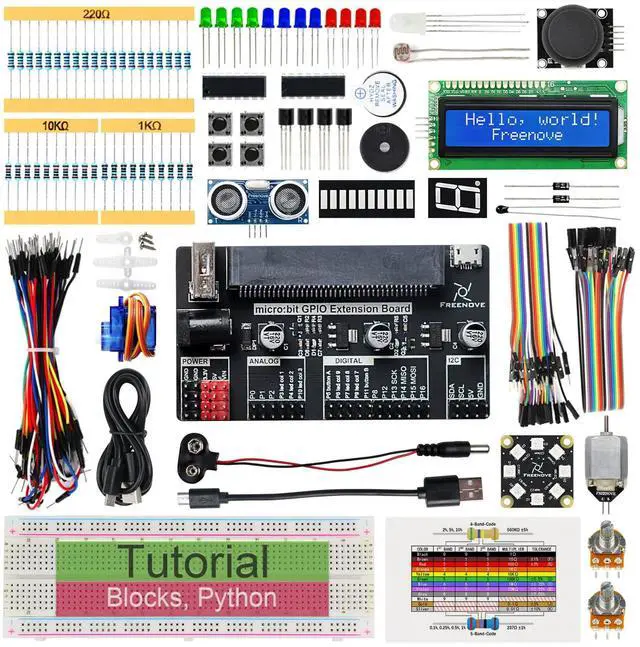 Main image of KEHIPI Super Starter Kit for BBC Micro:bit (Not Included, Works with V1 & V2), 266-Page Detailed Tutorial, 191 Items, 38 Projects, Blocks and Python Code