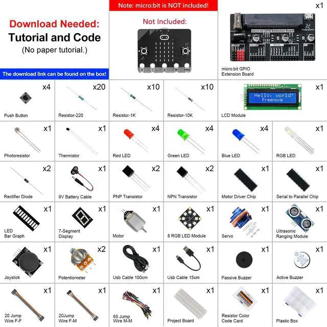 Alt view image 2 of 7 - KEHIPI Super Starter Kit for BBC Micro:bit (Not Included, Works with V1 & V2), 266-Page Detailed Tutorial, 191 Items, 38 Projects, Blocks and Python Code