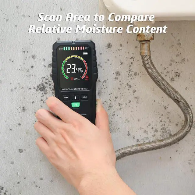 Alt view image 4 of 5 - KEHIPI Pinless Moisture Meters Non-Invasive Digital Wood Moisture Tester Water Leak Detector for Wall,Lumber, building,Firewood,Humidity Tester (Black_Case)