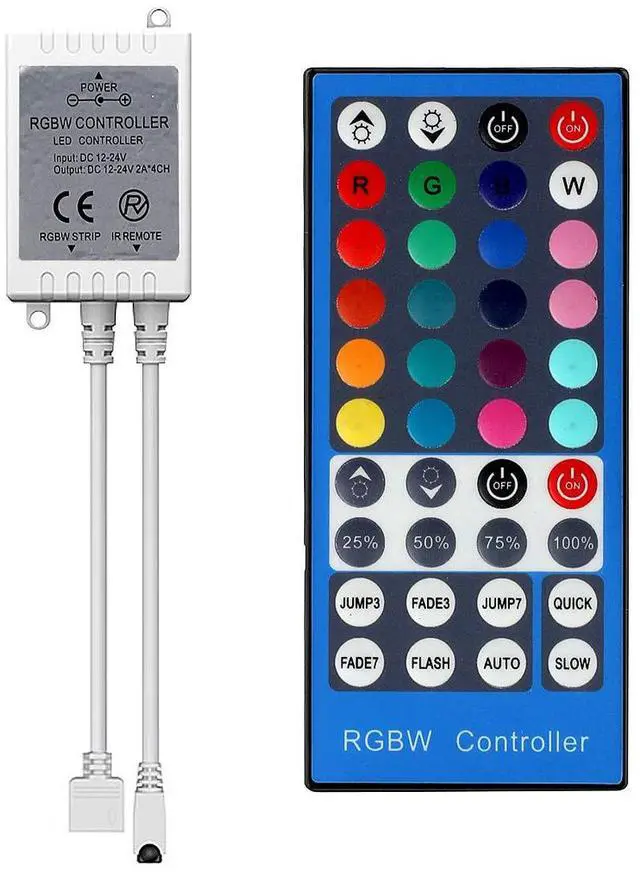 Main image of KEHIPI RGBW LED Light Strip Remote Controller, Dimmer for RGB+White RGBWW Strip Light, 40 Key Wireless IR Remote Controller for SMD 5050 3528 RGB Rope Lights
