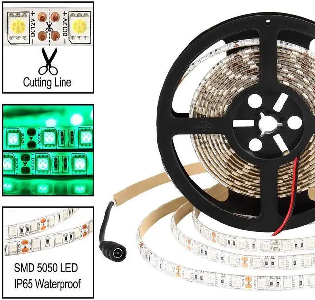 Alt view image 3 of 7 - KEHIPI 16.4FT LED Strip Light, Waterproof 12V 60W Green Rope Lights, 300 LEDs 5050 Tape Lights for Bedroom, Kitchen, Mirror, Home Decoration