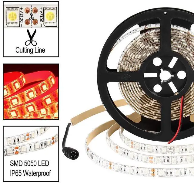 Alt view image 3 of 6 - KEHIPI Red LED Strip Lights Waterproof, 16.4ft 300leds Rope Lighting, Flexible Tape for TV, Boat, Vehicles, Cars, Dome, Room