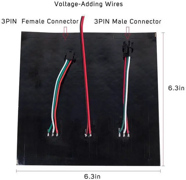 Alt view image 3 of 6 - KEHIPI WS2812B ECO RGB Alloy Wires 5050SMD Individual Addressable 16X16 256 Pixels LED Matrix Flexible FPCB Full Color Works with WLED,SP802E,etc Controllers Image Video Text Display DC5V