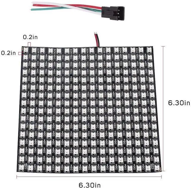 Alt view image 2 of 6 - KEHIPI WS2812B ECO RGB Alloy Wires 5050SMD Individual Addressable 16X16 256 Pixels LED Matrix Flexible FPCB Full Color Works with WLED,SP802E,etc Controllers Image Video Text Display DC5V