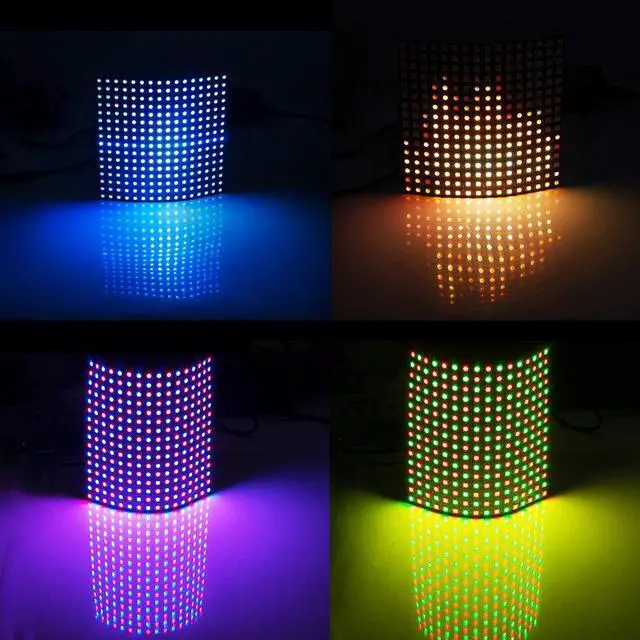 Alt view image 6 of 6 - KEHIPI WS2812B ECO RGB Alloy Wires 5050SMD Individual Addressable 16X16 256 Pixels LED Matrix Flexible FPCB Full Color Works with WLED,SP802E,etc Controllers Image Video Text Display DC5V