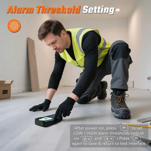 Alt view image 2 of 6 - KEHIPI Pinless Moisture Meter for Drywall & Concrete Digital Moisture Tester with 3-Color LCD Display, Audible Alarm & HOLD Function Ideal for Firewood, Lumber, Home Inspections (Black)