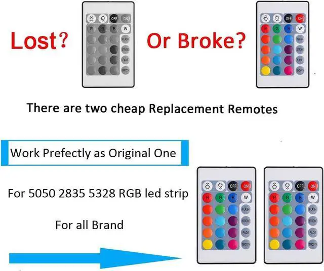 Alt view image 2 of 7 - KEHIPI 24 Keys RGB LED Strip Light Wireless Dimmer Remote Controller Led Light Remote Replacement for SMD 5050 3528 2835 Led Strip Lights