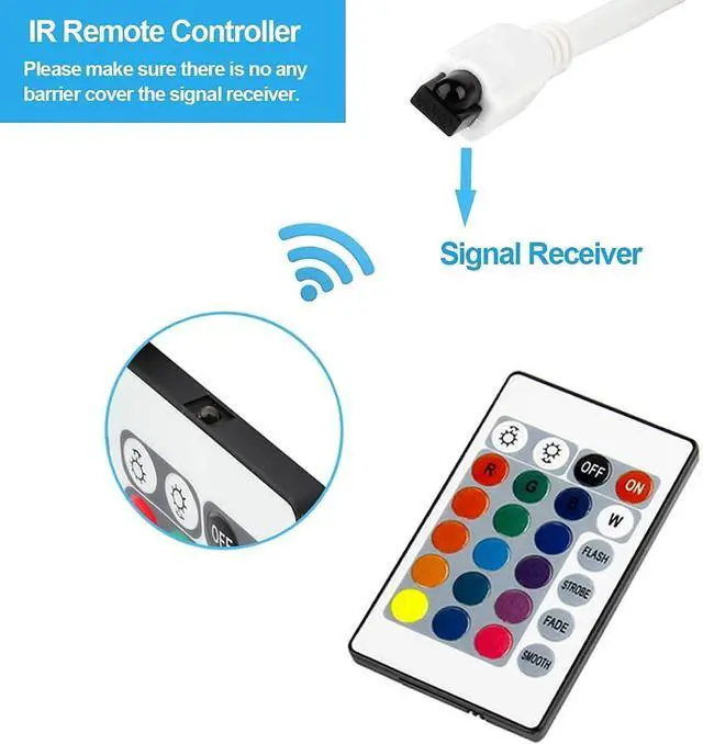 Alt view image 5 of 7 - KEHIPI 24 Keys RGB LED Strip Light Wireless Dimmer Remote Controller Led Light Remote Replacement for SMD 5050 3528 2835 Led Strip Lights