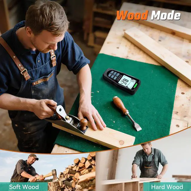 Alt view image 3 of 6 - KEHIPI Pinless Moisture Meter for Drywall & Concrete Digital Moisture Tester with 3-Color LCD Display, Audible Alarm & HOLD Function Ideal for Firewood, Lumber, Home Inspections (Black)