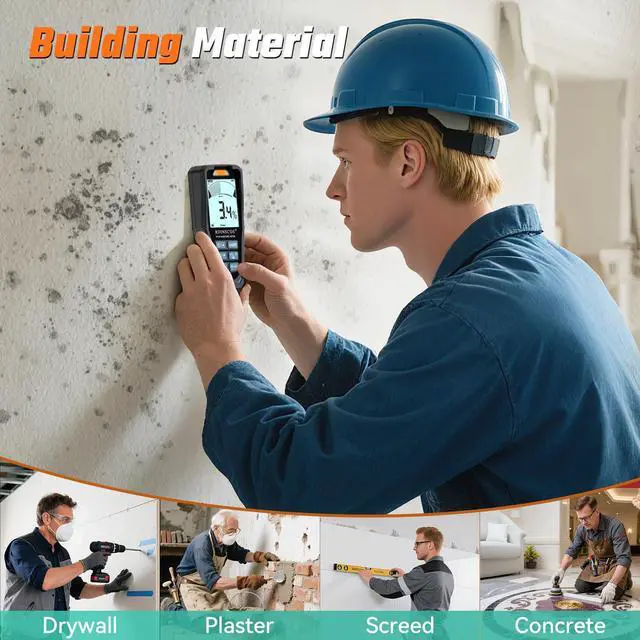 Alt view image 4 of 6 - KEHIPI Pinless Moisture Meter for Drywall & Concrete Digital Moisture Tester with 3-Color LCD Display, Audible Alarm & HOLD Function Ideal for Firewood, Lumber, Home Inspections (Black)