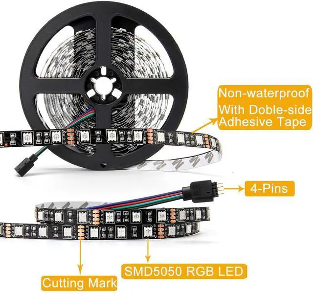 Alt view image 2 of 7 - KEHIPI 5050 RGB LED Strip Lights-16.4ft 300 LEDs, Color Changing LED Lights for Valentine, Wedding Sparklers, Christmas Lights, Indoor Decoration