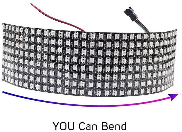 Alt view image 5 of 7 - KEHIPI WS2812B ECO RGB Alloy Wires 5050SMD Individual Addressable 8X32 256 Pixels LED Matrix Flexible FPCB Full Color Works with WLED,SP802E,etc Controllers Image Video Text Display DC5V