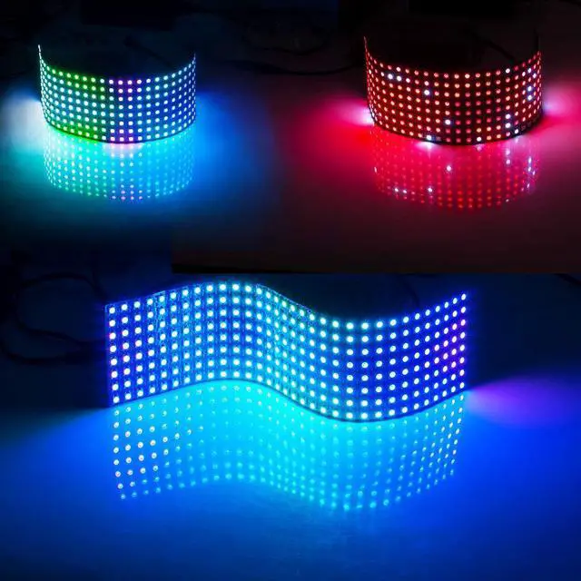 Alt view image 7 of 7 - KEHIPI WS2812B ECO RGB Alloy Wires 5050SMD Individual Addressable 8X32 256 Pixels LED Matrix Flexible FPCB Full Color Works with WLED,SP802E,etc Controllers Image Video Text Display DC5V
