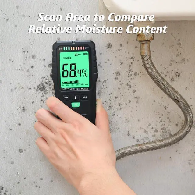 Alt view image 3 of 4 - KEHIPI Pinless Moisture Meter for Leak Detection, Water Damage Detector for Wood, Drywall, Concrete & Building Materials Easy Calibration, Data Hold, and Flashlight Moisture Tester for Basement
