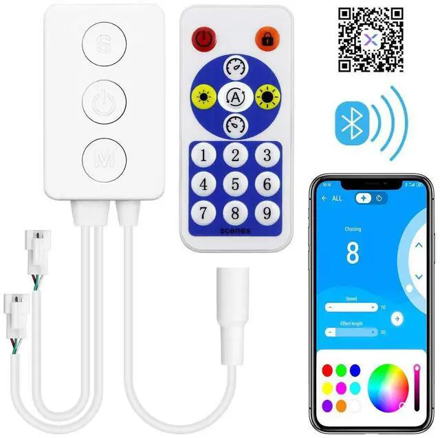 Main image of KEHIPI WS2812B Controller Bluetooth Music Sync WS2811 Addressable RGB LED Controller with RF Remote Dual Signal Output DC 5V~24V for SK6812 WS2812 SM16703 1903 3Pin Dream Color LED Pixel Strip Lights
