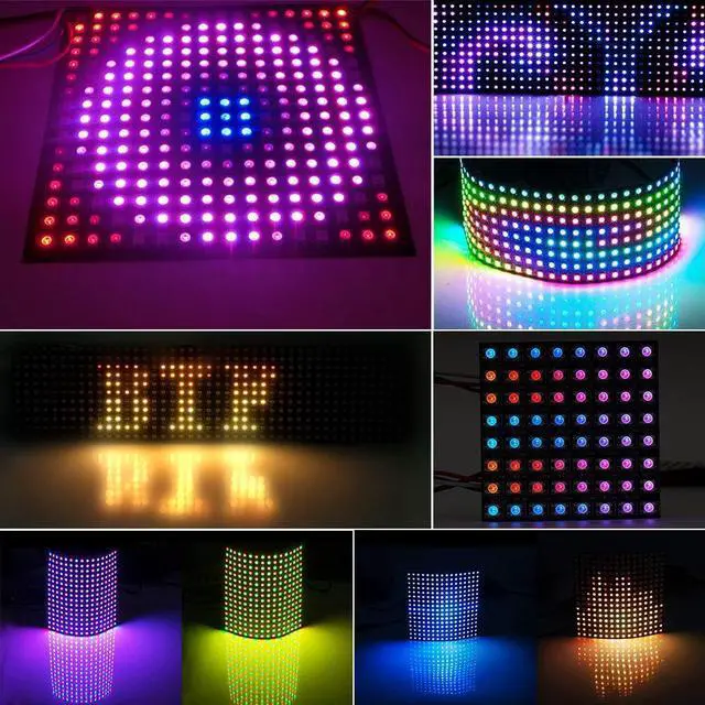 Alt view image 3 of 7 - KEHIPI 2 Pack WS2812B ECO RGB Alloy Wire 5050SMD Individual Addressable 8X8 256 Pixel LED Matrix Panel Flexible FPCB Full Color Work with WLED,SP802E Controller Image Video Text Display DC5V