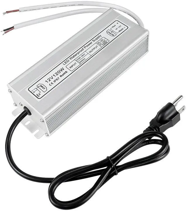 Main image of KEHIPI LED Power Supply, 120W IP67 Waterproof Outdoor Driver,AC 80-265V to DC 12V 10A Low Voltage Transformer, Adapter with 3-Prong Plug for LED Light, Computer Project, Outdoor Use