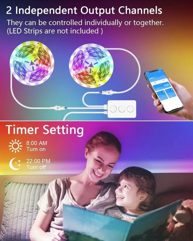 Alt view image 6 of 7 - KEHIPI WS2812B Controller Bluetooth Music Sync WS2811 Addressable RGB LED Controller with RF Remote Dual Signal Output DC 5V~24V for SK6812 WS2812 SM16703 1903 3Pin Dream Color LED Pixel Strip Lights