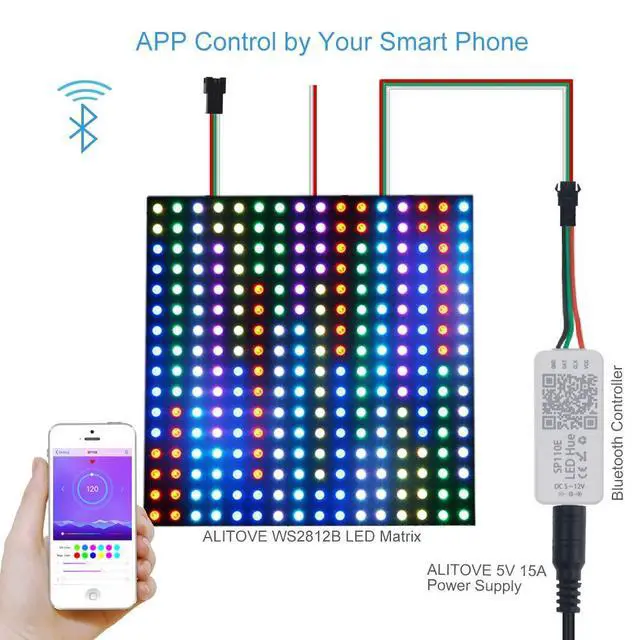 Alt view image 2 of 7 - KEHIPI WS2812B WS2811 Addressable LED Bluetooth Controller iOS Android App Wireless Remote Control DC 5V~12V for SK6812 SK6812-RGBW WS2812 SM16703 Dream Color Programmable RGB LED Strip Pixel