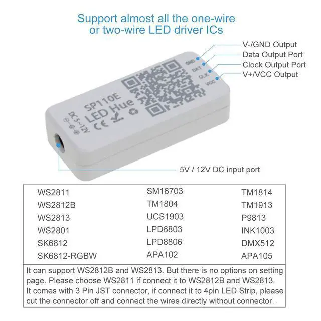 Alt view image 3 of 7 - KEHIPI WS2812B WS2811 Addressable LED Bluetooth Controller iOS Android App Wireless Remote Control DC 5V~12V for SK6812 SK6812-RGBW WS2812 SM16703 Dream Color Programmable RGB LED Strip Pixel