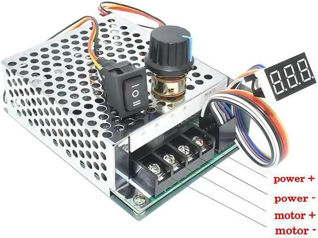 Alt view image 2 of 5 - KEHIPI Adjustable Digital display 10-55V 60A PWM DC Brushed Motor Speed Controller Switch Control 12V 24V 36V 48V Forward Brake Reverse For power wheels regulation (60A PWM)