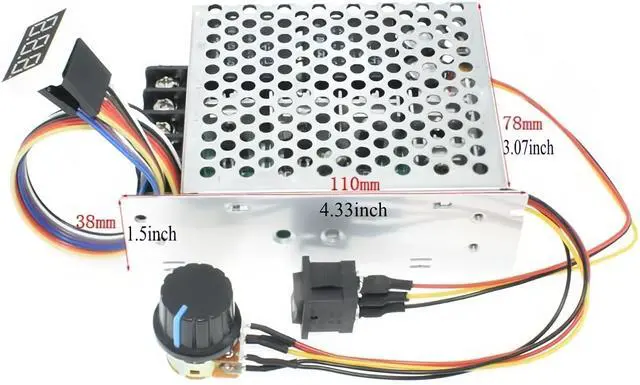 Alt view image 4 of 5 - KEHIPI Adjustable Digital display 10-55V 60A PWM DC Brushed Motor Speed Controller Switch Control 12V 24V 36V 48V Forward Brake Reverse For power wheels regulation (60A PWM)