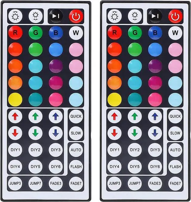Main image of KEHIPI 44 Key RGB LED Strip Light Remote Controller, IR Remote Controller Replacement for SMD 5050 3528 2835 RGB LED Light Strip Lights (2 Pack)
