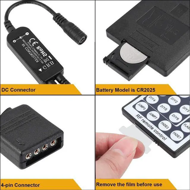 Alt view image 5 of 7 - KEHIPI RGB Light Strip Remote Controller, RF Remote of 2-in-1 4 Pin Dimming, Brightness Flash Mode Dimmer for SMD 5050 2835 3528 LED Strip Lights (RF- 2 Ports)