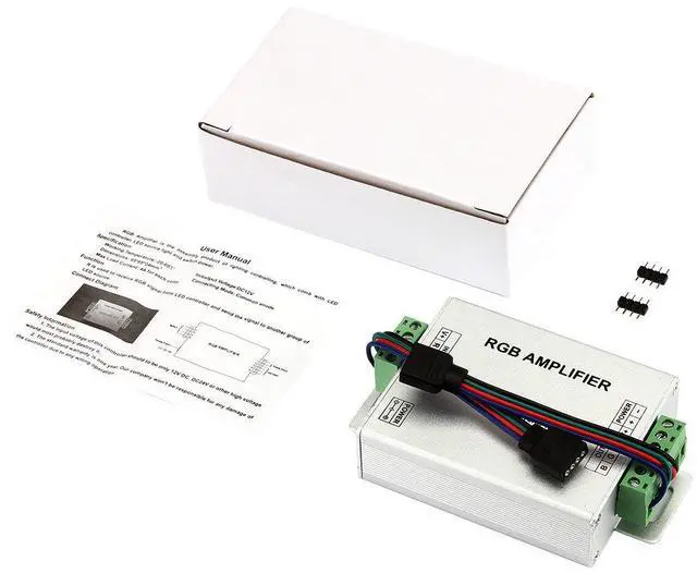 Alt view image 6 of 6 - KEHIPI  DC 12V to 24V 12A LED Strip Lights 3 Channels RGB Signal Amplifier Repeater for 10m 4 Pin 5050 3528 LED String Lights - 2 Pieces Pack