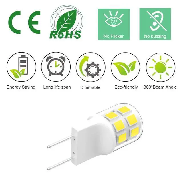 Alt view image 5 of 7 - KEHIPI Dimmable G8 LED Light Bulbs, 20W-25W Halogen Replacement, Natural White 4000K, T4 JCD Type 2-Pin Base, 120V Mini G8 Bulbs for Under Cabinet Puck Light, Under Counter Light (10 Pack)