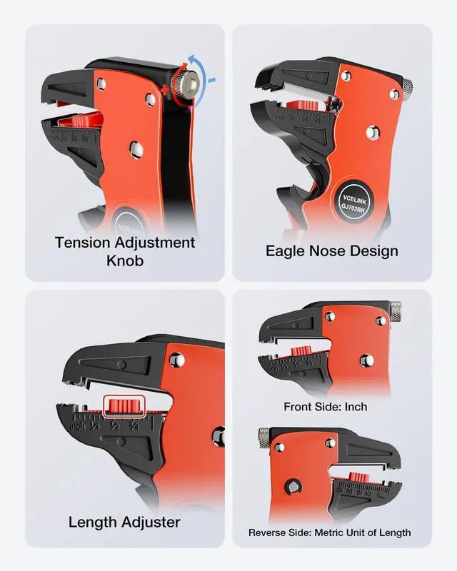 Alt view image 4 of 7 - KEHIPI Automatic Quickstrip Wire Stripper and Cutter, Professional Quick Strip Wire Stripper, 2 in 1 Adjustable Electrical Cable Wire Stripping Tool&Eagle Nose Self-Adjusting Wire Pliers, Black