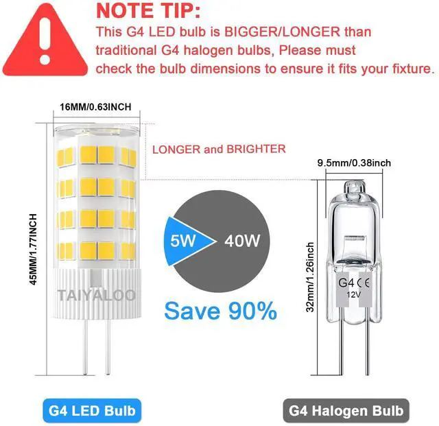 Alt view image 2 of 7 - KEHIPI G4 LED Bulb 5W 4000K Natural White 12V AC/DC Bi-Pin T3 JC Type 40W Halogen Equivalent for Outdoor Landscape Lighting Deck Stair Step Path Paver Lights, Home Lighting, (10 Pack)