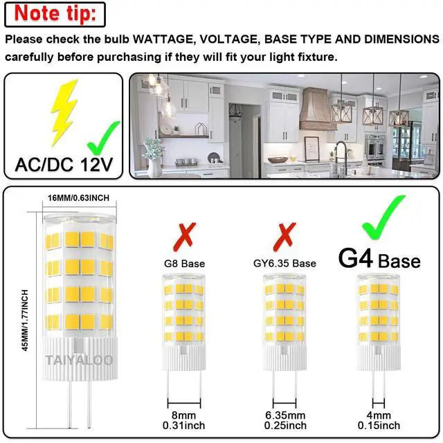 Alt view image 7 of 7 - KEHIPI G4 LED Bulb 5W 4000K Natural White 12V AC/DC Bi-Pin T3 JC Type 40W Halogen Equivalent for Outdoor Landscape Lighting Deck Stair Step Path Paver Lights, Home Lighting, (10 Pack)