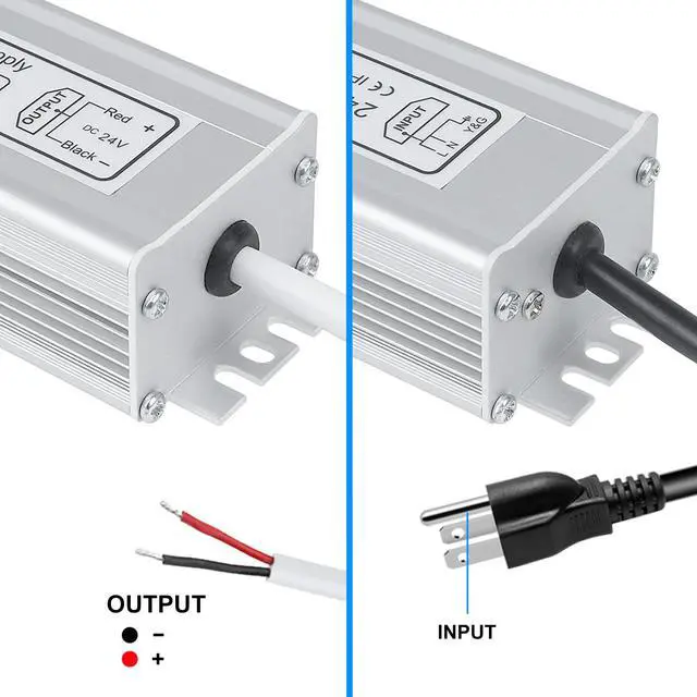 Alt view image 4 of 7 - KEHIPI LED Power Supply, 24V 60W IP67 Waterproof Outdoor Driver, AC 90-265V to DC 24V 2.5A Low Voltage Transformer, Adapter with 3-Prong Plug for LED Light, Computer Project, Outdoor Use
