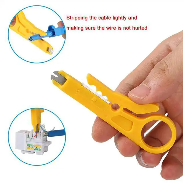 Alt view image 5 of 6 - KEHIPI Pass Through Crimper RJ45 Crimp Tool Kit RJ45 Crimping tool Stripper Cutter Crimper All-in-One for 8P RJ45 Cat5 Cat5e Cat6 Cat6a 6P RJ11/12 Telephone Connectors With Mini Yellow Stripper and