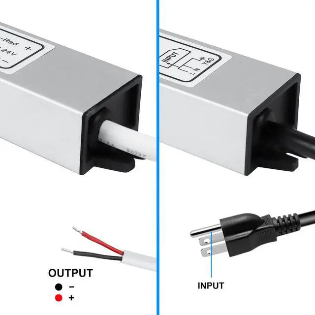 Alt view image 6 of 7 - KEHIPI LED Power Supply, 24V 40W IP67 Waterproof Outdoor Driver, AC 90-140V to DC 24V 1.7A Low Voltage Transformer, Adapter with 3-Prong Plug for LED Light, Computer Project, Outdoor Use