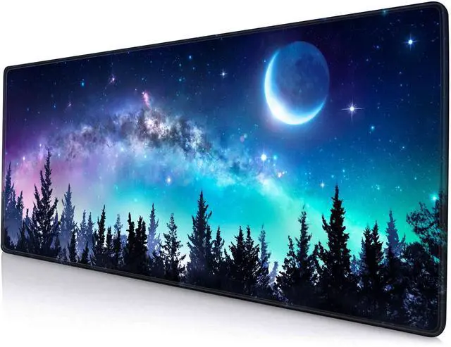 Main image of KEHIPI Gaming Large Mouse Pad with Stitched Edges, Galaxy Desk Mat, Extended Keyboard Pad, Non-Slip Rubber Base Desk Pad for Keyboard and Mouse, 31.5X11.8 inch, Moon Starry Sky