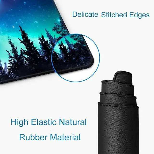 Alt view image 3 of 6 - KEHIPI Gaming Large Mouse Pad with Stitched Edges, Galaxy Desk Mat, Extended Keyboard Pad, Non-Slip Rubber Base Desk Pad for Keyboard and Mouse, 31.5X11.8 inch, Moon Starry Sky