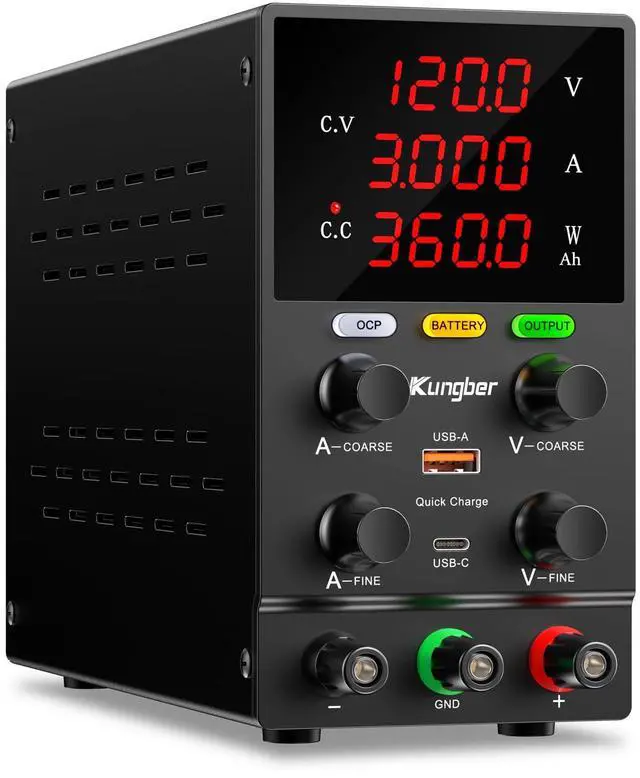 Main image of KEHIPI DC Power Supply Variable, 120V 3A Adjustable Switching Regulated DC Bench Power Supply with Intelligent Charging Mode, 18W USB Interface, Precision Encoder Knob (Black)