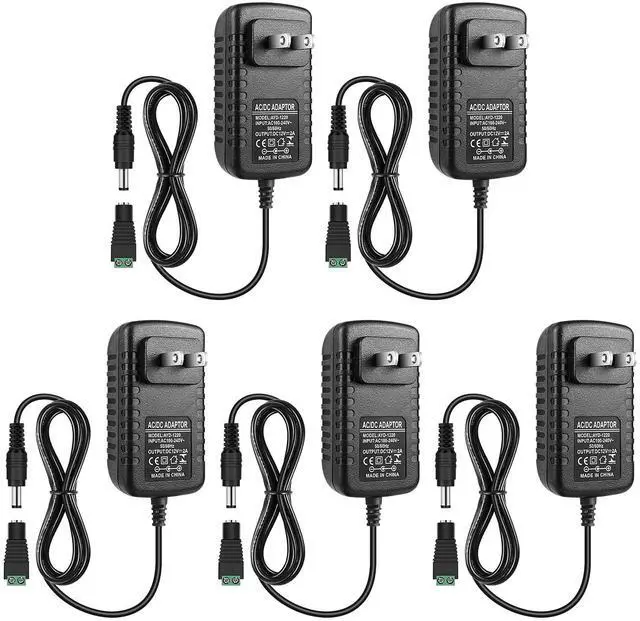 Main image of KEHIPI DC 12V Power Supply, 5 Pack 12 Voltage 2A 24W LED Wall Power Supplies Adapter, AC 110V to 12 Volt Power Supply for LED Strip Light with 5.5/2.1mm DC Female Barrel Connector