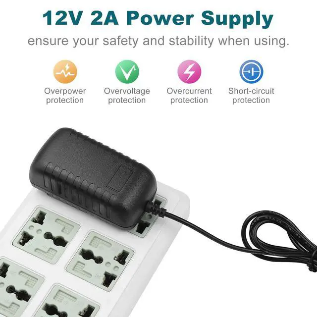 Alt view image 2 of 7 - KEHIPI DC 12V Power Supply, 5 Pack 12 Voltage 2A 24W LED Wall Power Supplies Adapter, AC 110V to 12 Volt Power Supply for LED Strip Light with 5.5/2.1mm DC Female Barrel Connector