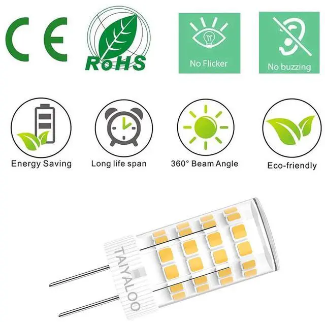 Alt view image 5 of 7 - KEHIPI G4 LED Bulbs 5W T3 40W Halogen Replacement 12V AC/DC JC Bi-Pin Base for Outdoor Landscape Lighting Deck Stair Step Path Lights, Warm White 2700K, Non-Dimmable (10 Pack)