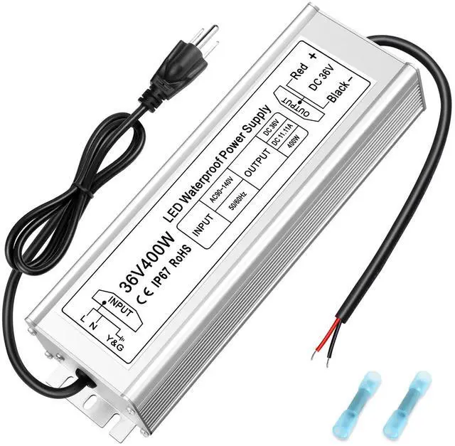 Main image of KEHIPI 36V 400W LED Power Supply, IP67 Rainproof Waterproof Outdoor Driver,AC 90-140V to DC 36V Low Voltage Transformer, Adapter Converter for LED Light, Computer Project, Outdoor Use