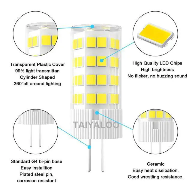 Alt view image 5 of 7 - KEHIPI G4 LED Bulb 5W 5000K Daylight White Bi-pin T3 JC Type 12V AC/DC 40W Halogen Equivalent Non-dimmable for Outdoor Landscape Lighting Deck Stair Step Path Lights (6 Pack)