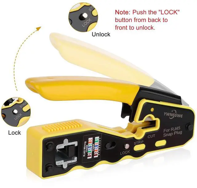 Alt view image 4 of 7 - KEHIPI RJ45 Crimp Tool Kit Pass Through Ethernet Crimper for Cat5e Cat6 Cat6a 8P8C Modular Plugs,Cat6 Crimping Tool with 20 Connectors,20 Covers,1 Mini Stripper,100 Cable Zip Ties,1 Cable Tester