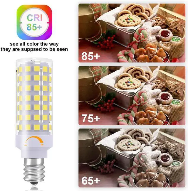 Alt view image 5 of 7 - KEHIPI E12 LED Light Bulb Dimmable, 60W Halogen Equivalent, 6000K Daylight White, T6 Small Base 120V 7W 630LM C7 Bulbs for Ceiling Fan, Chandelier, Pendant Lighting, Salt Lamp, 3 Pack