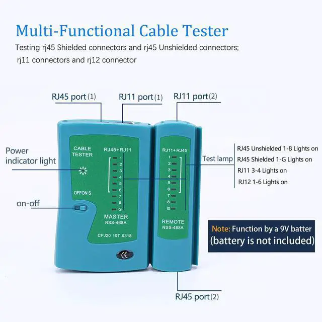 Alt view image 6 of 6 - KEHIPI RJ45 Crimp Tool Cat6 Cat5e Cat5 Ethernet Crimper Kit for RJ45 RJ12/11 Pass Through Connectors with 50pcs rj45 Cat6 Pass Through Connectors, 50pcs Covers, Wire Stripper; Network Cable Tester