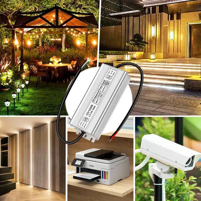 Alt view image 7 of 7 - KEHIPI LED Driver 100W 12V Power Supply, Waterproof IP67 100V-260V AC to 12V DC Transformer Adapter, Low Voltage Output for LED Light, Computer Project, and Other 12V DC led Lights