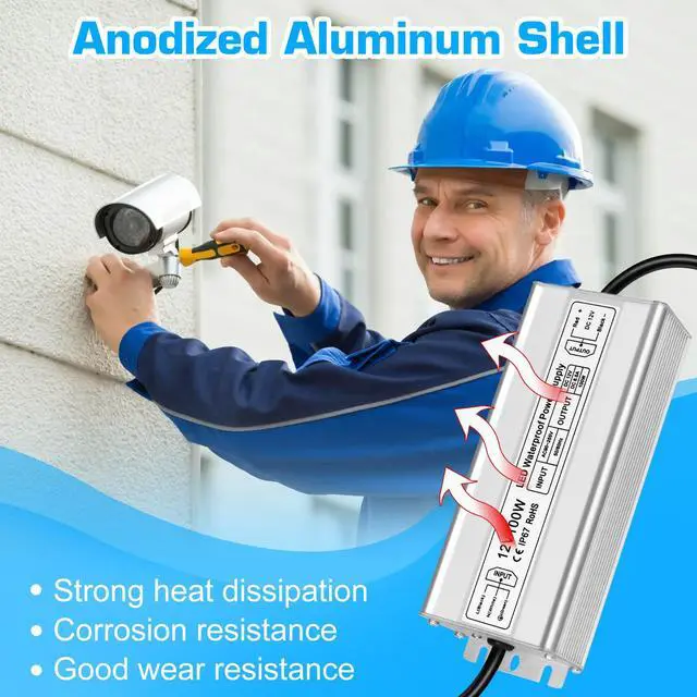 Alt view image 4 of 7 - KEHIPI LED Driver 100W 12V Power Supply, Waterproof IP67 100V-260V AC to 12V DC Transformer Adapter, Low Voltage Output for LED Light, Computer Project, and Other 12V DC led Lights